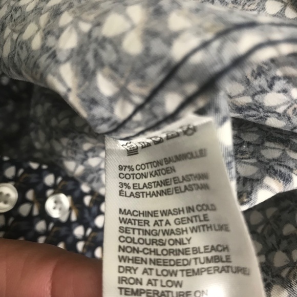 Men’s 1670 Dress Shirt US 15 Long Sleeve 32/33 Slim Fit Navy Pattern - Picture 8 of 9